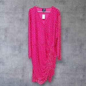 Pink Polka Dot Mesh Dress Size 3X